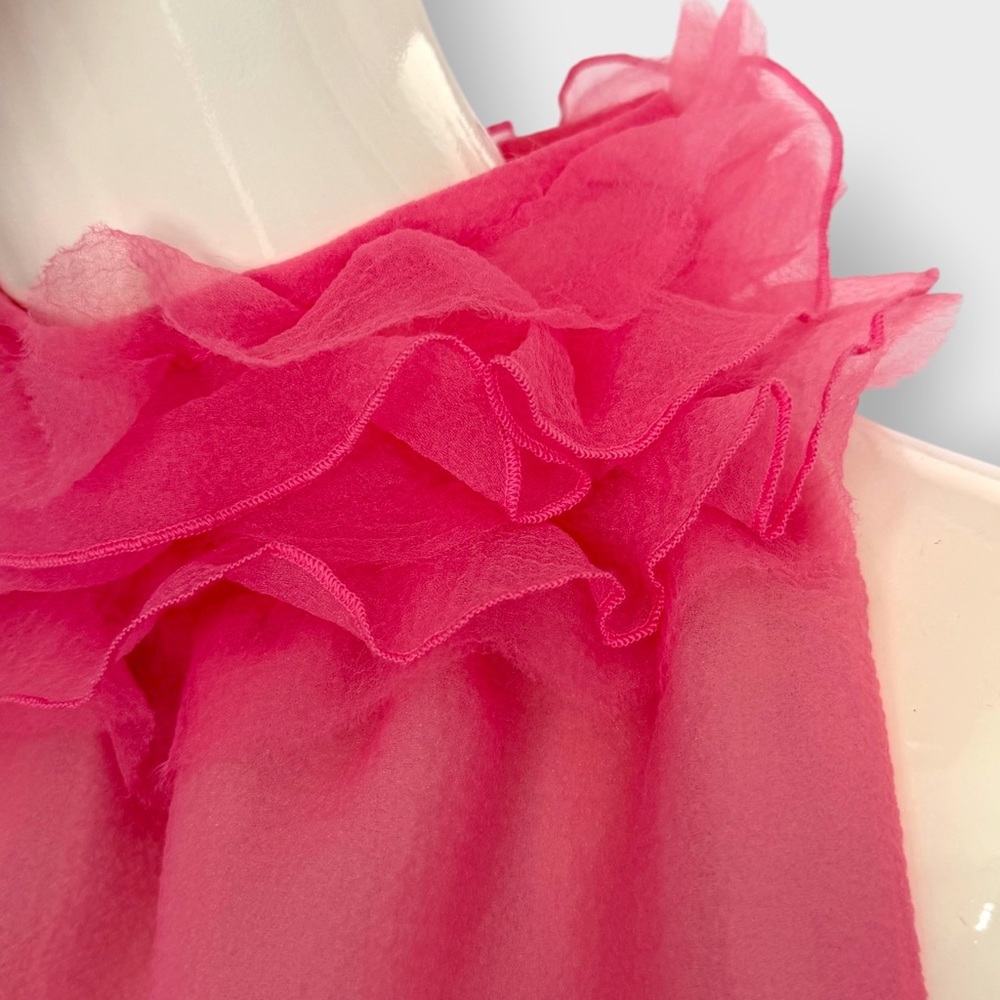 NWT Staud Organza Oleander Pink Ruffle Runway Maxi Dress Gown Sz Small - Picture 12 of 13